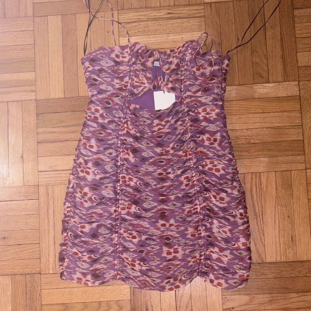 Purple Ruched Mini Cocktail Dress